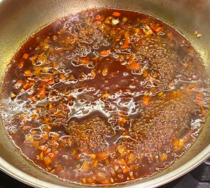 When finished frying, set aside on a clean plate.